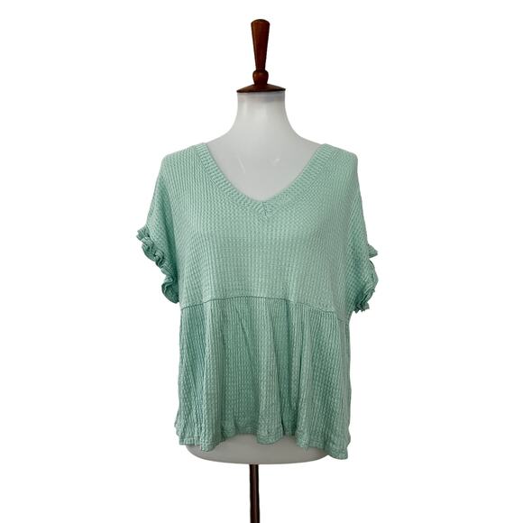Francesca's Alya Womens Short Sleeve V Neck Pullover Top XL - Picture 1 of 8